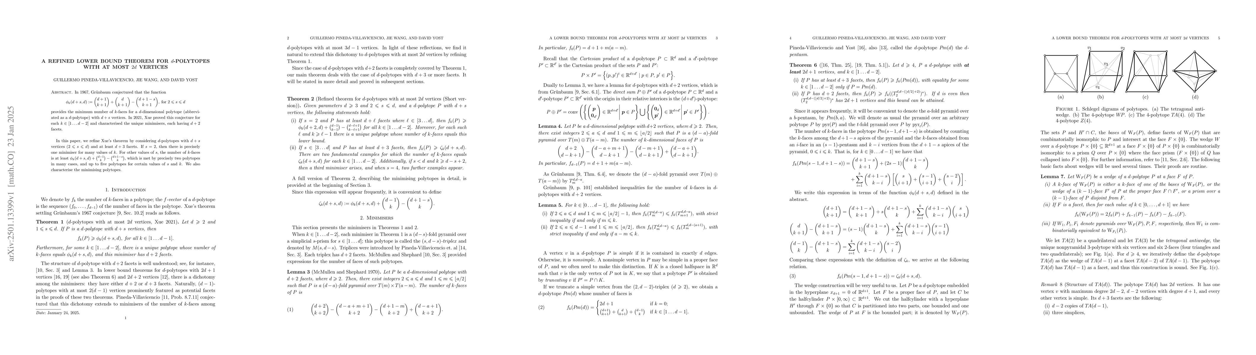 Thumbnail for A refined lower bound theorem for $d$-polytopes with at most $2d$
  vertices