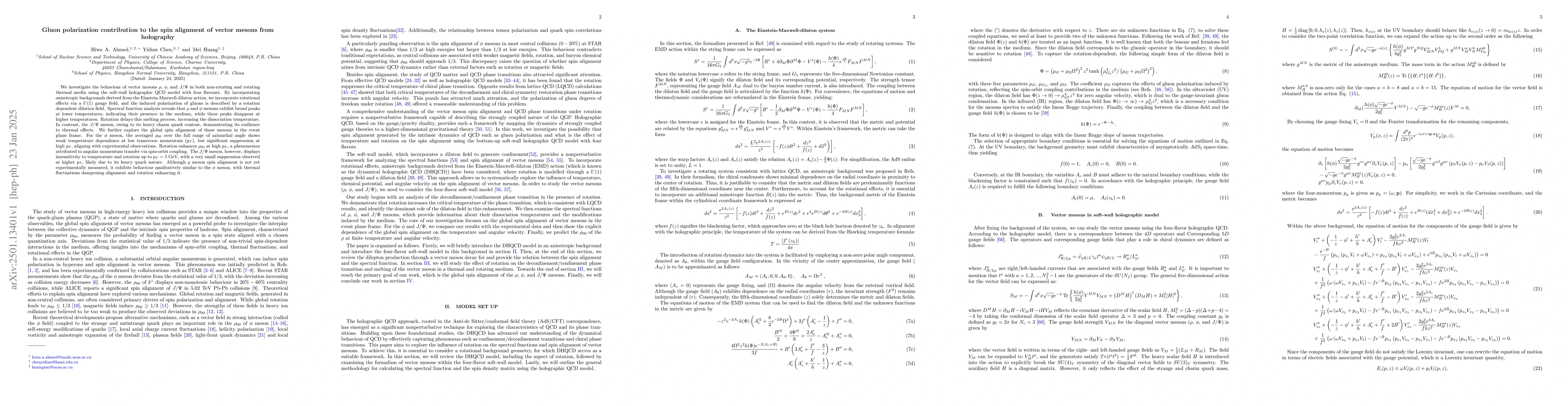Thumbnail for Gluon polarization contribution to the spin alignment of vector mesons
  from holography