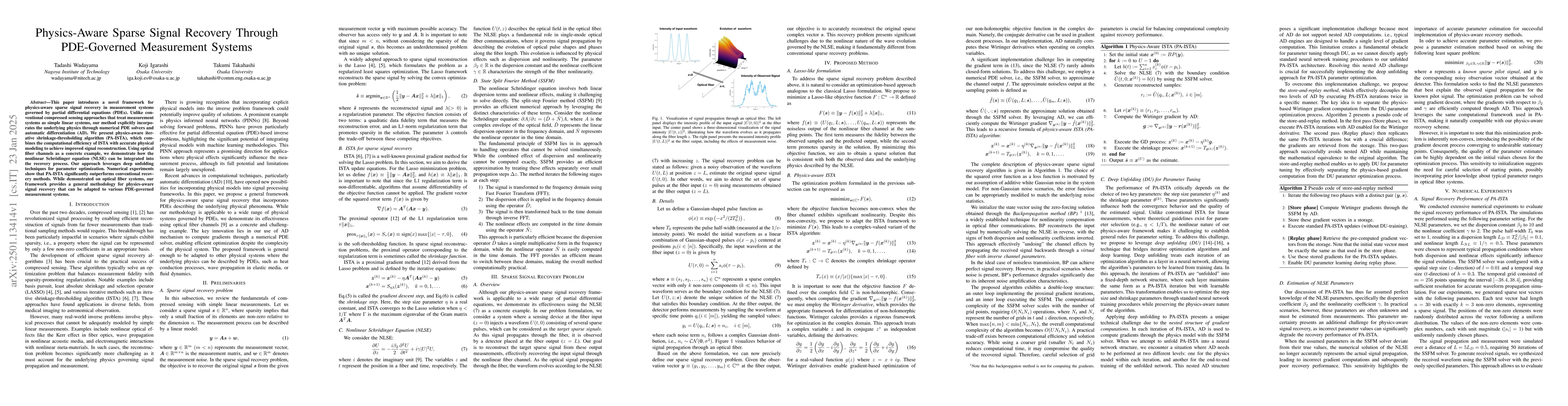 Thumbnail for Physics-Aware Sparse Signal Recovery Through PDE-Governed Measurement
  Systems