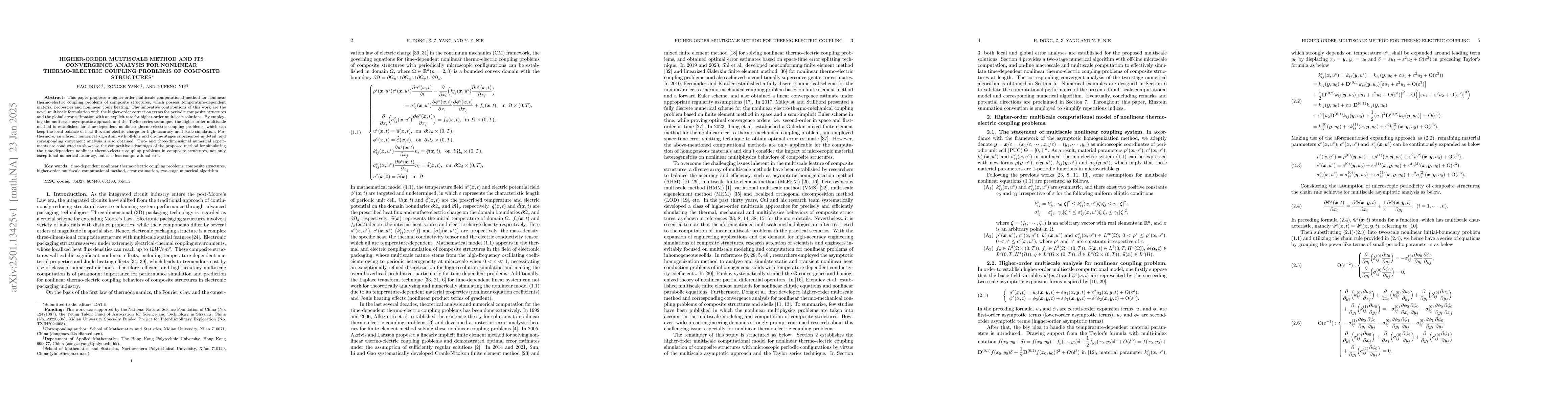 Thumbnail for Higher-order multiscale method and its convergence analysis for
  nonlinear thermo-electric coupling problems of composite structures