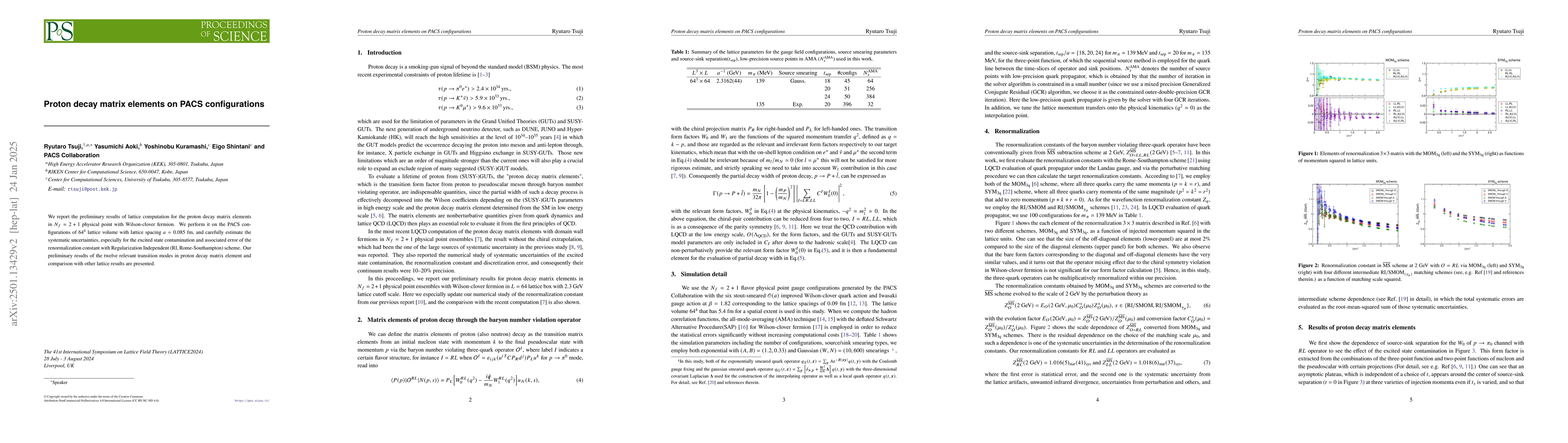 Thumbnail for Proton decay matrix elements on PACS configurations