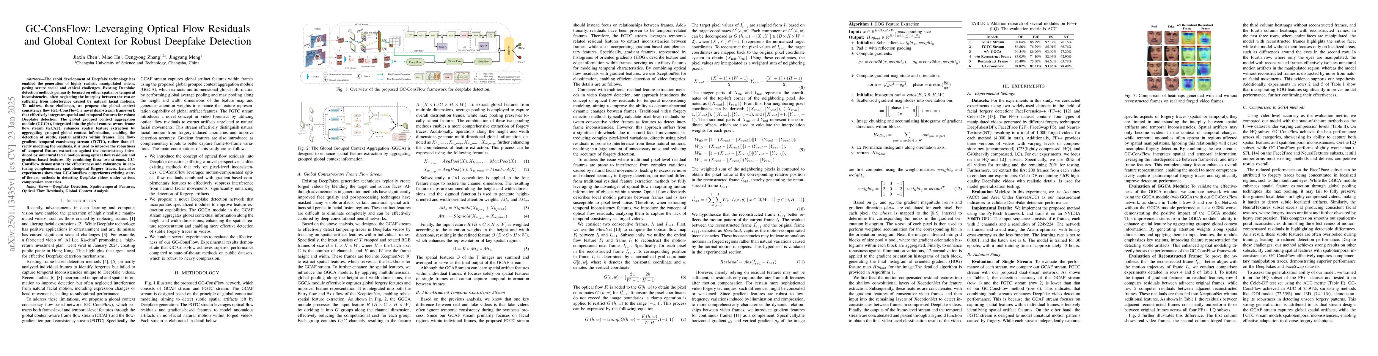 Thumbnail for GC-ConsFlow: Leveraging Optical Flow Residuals and Global Context for
  Robust Deepfake Detection
