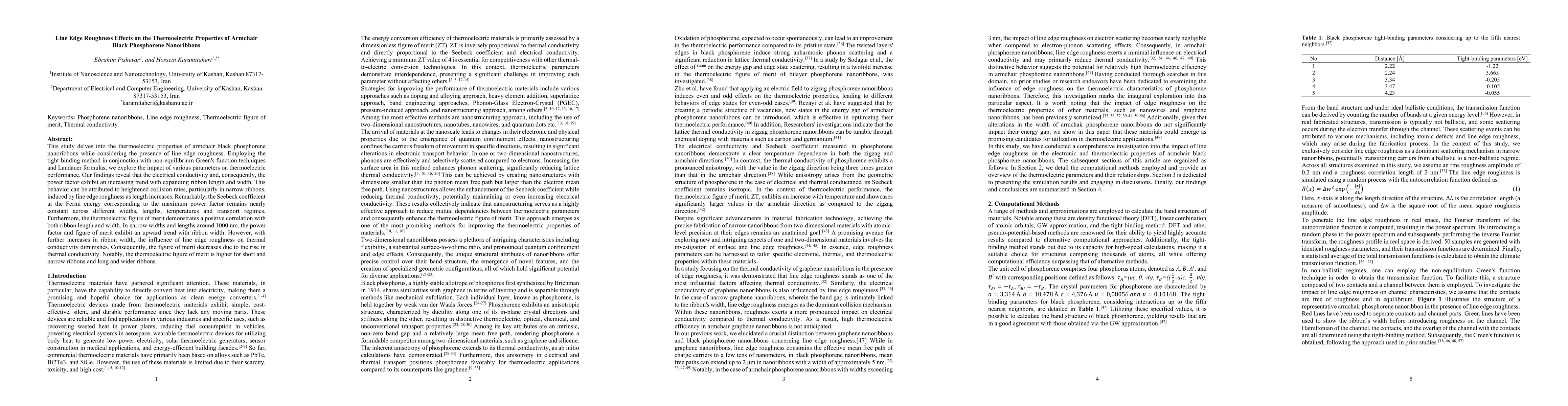 Thumbnail for Line Edge Roughness Effects on the Thermoelectric Properties of Armchair
  Black Phosphorene Nanoribbons