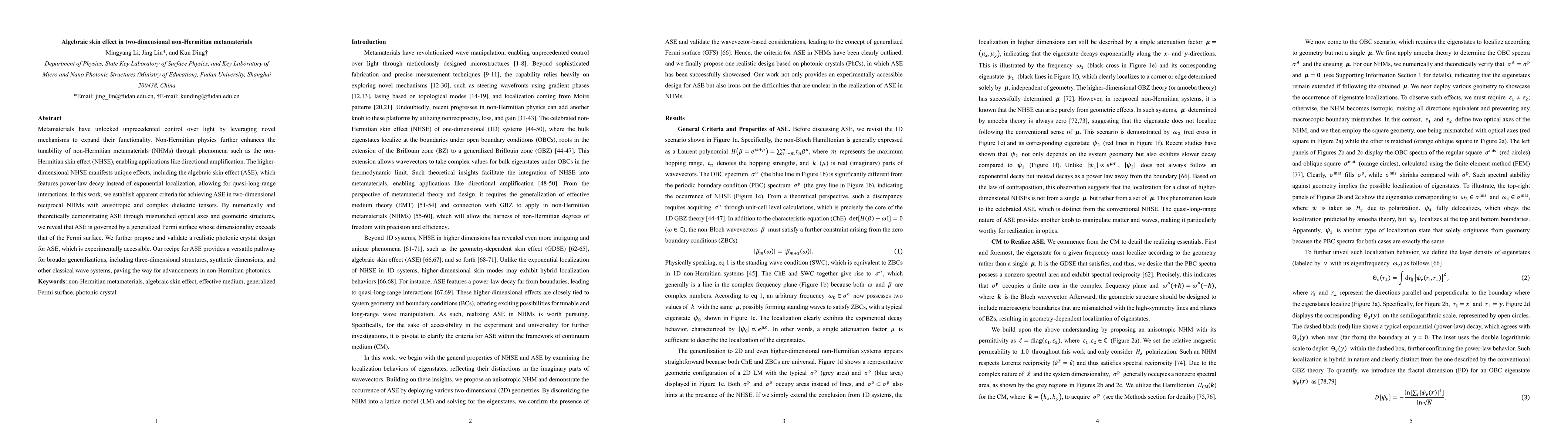 Thumbnail for Algebraic skin effect in two-dimensional non-Hermitian metamaterials