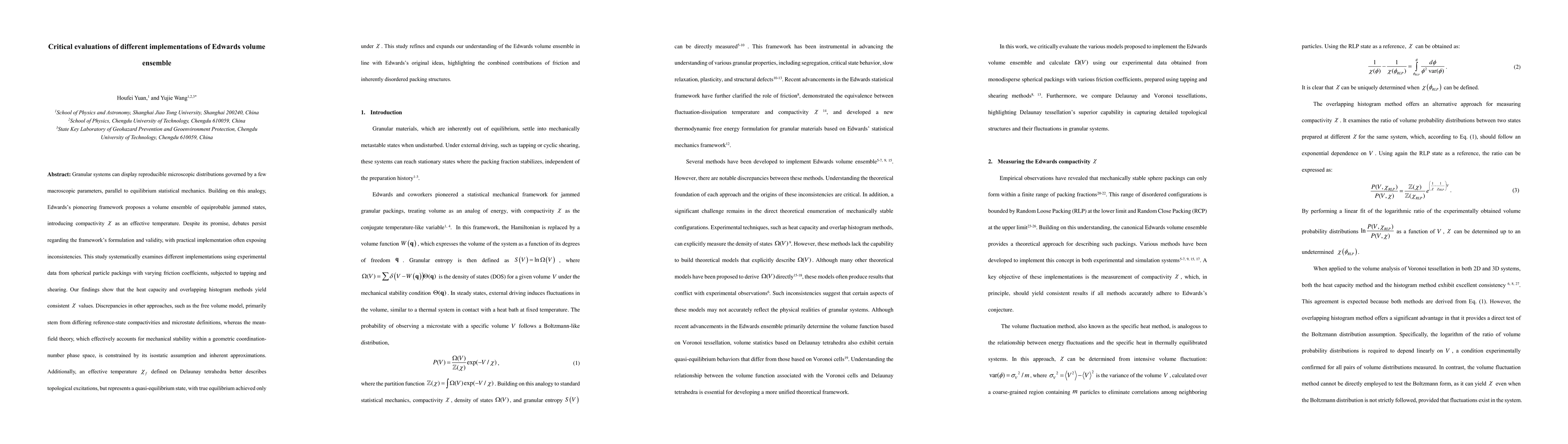 Thumbnail for Critical evaluations of different implementations of Edwards volume
  ensemble