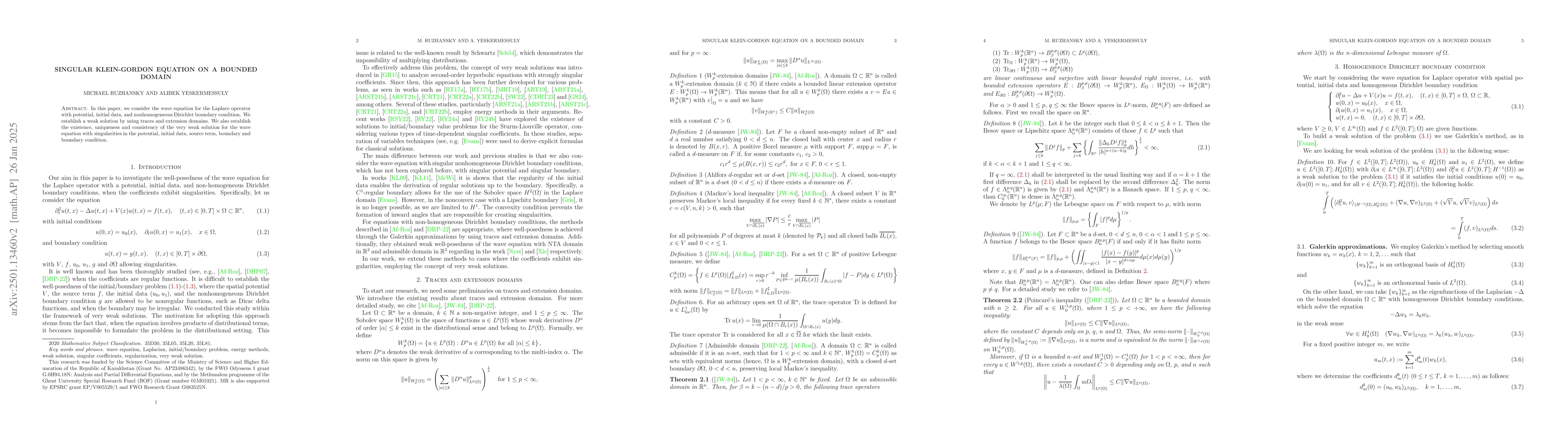 Thumbnail for Singular Klein-Gordon equation on a bounded domain