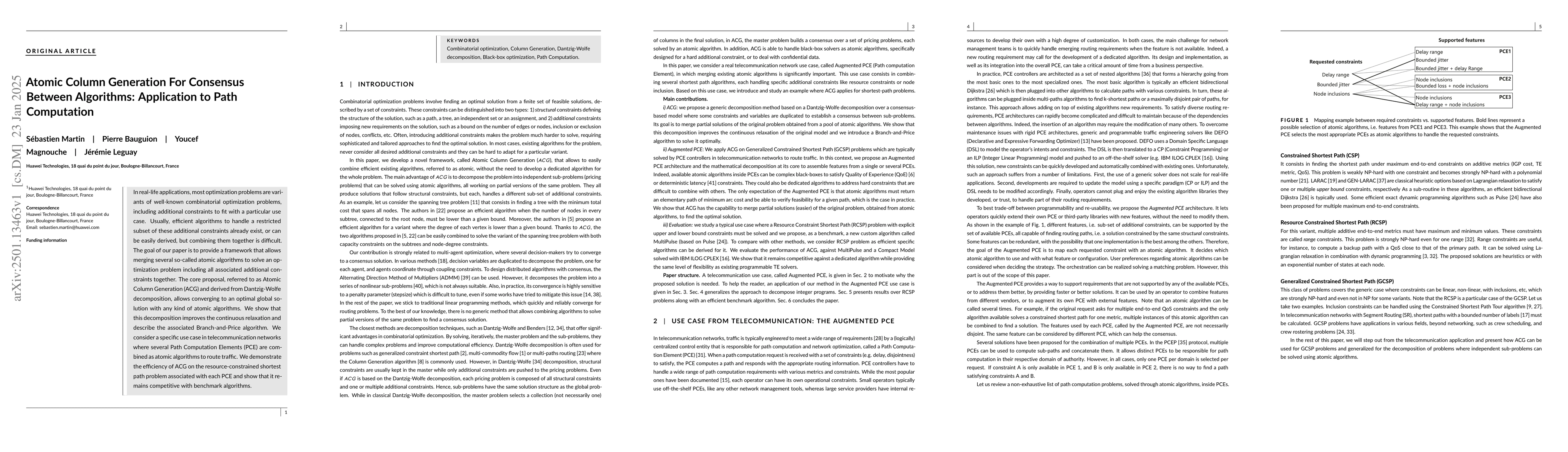 Thumbnail for Atomic Column Generation For Consensus Between Algorithms: Application
  to Path Computation