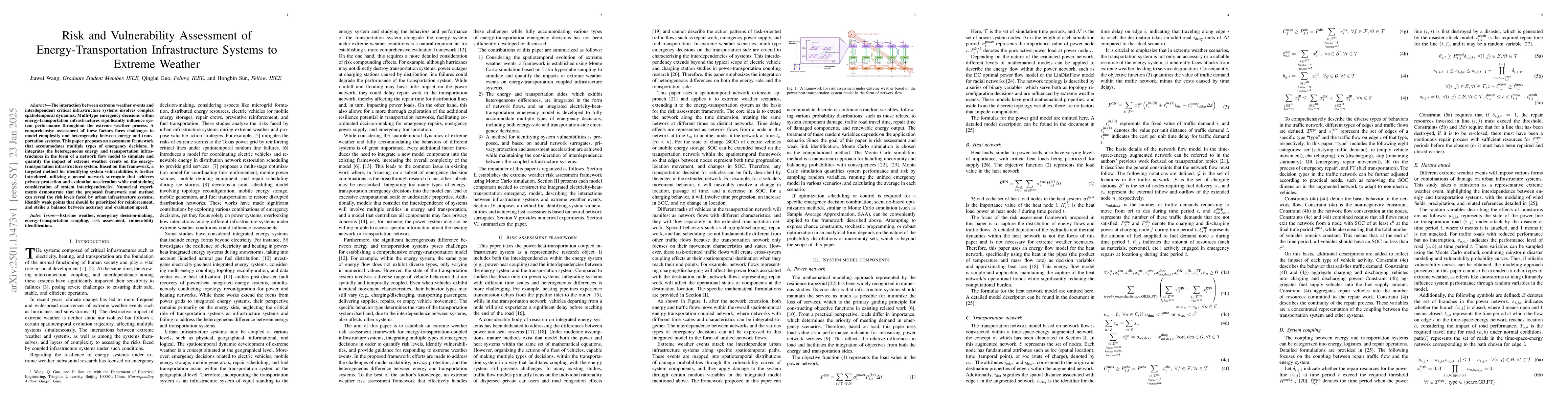Thumbnail for Risk and Vulnerability Assessment of Energy-Transportation
  Infrastructure Systems to Extreme Weather