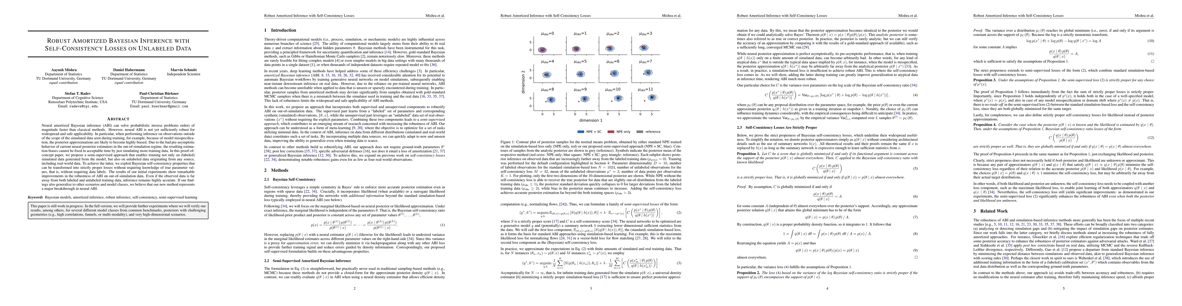 Thumbnail for Robust Amortized Bayesian Inference with Self-Consistency Losses on
  Unlabeled Data