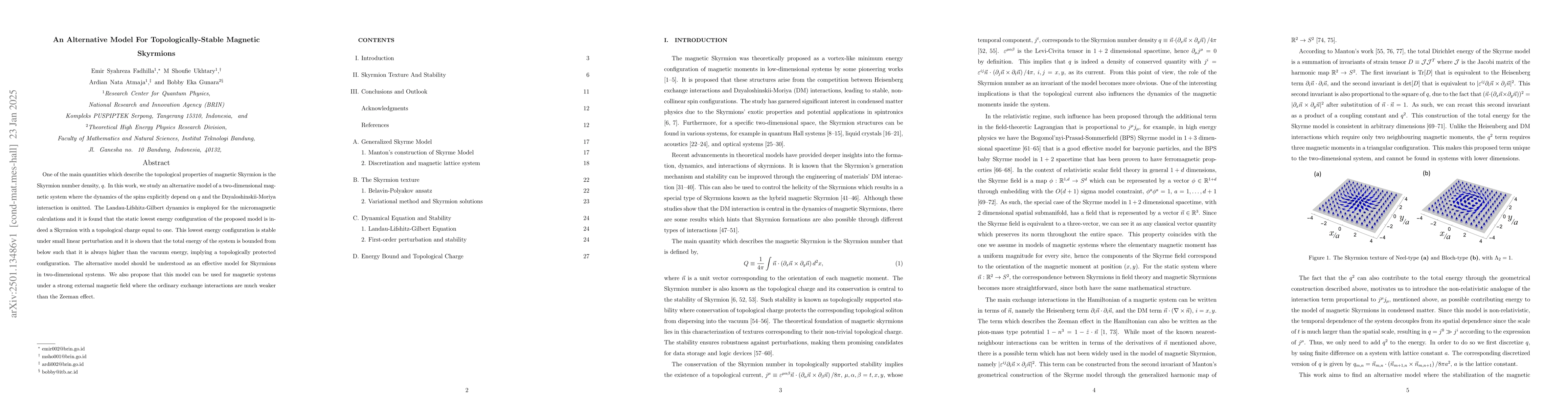 Thumbnail for An Alternative Model For Topologically-Stable Magnetic Skyrmions