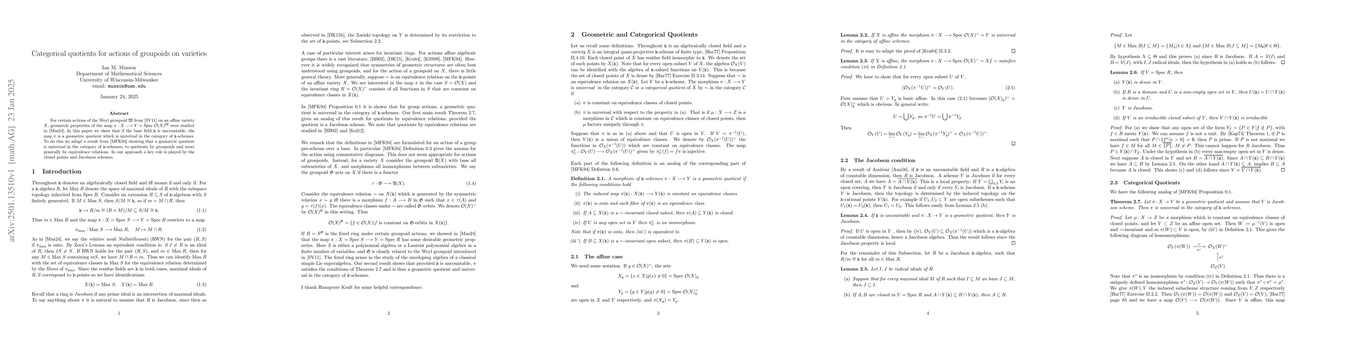 Thumbnail for Categorical quotients for actions of groupoids on varieties