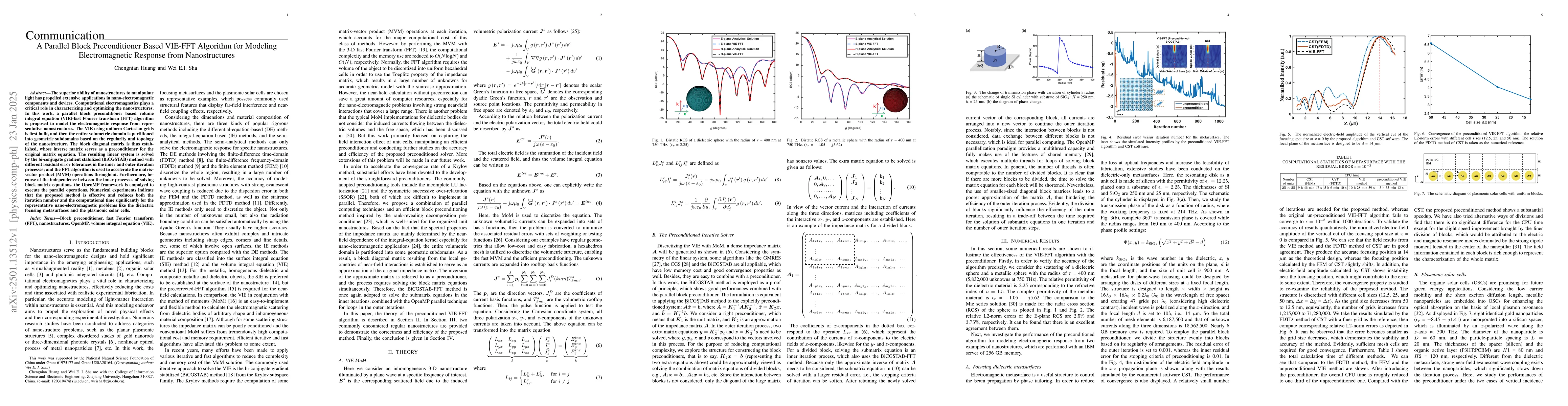 Thumbnail for A Parallel Block Preconditioner-Based VIE-FFT Algorithm for Modeling the
  Electromagnetic Response From Nanostructures