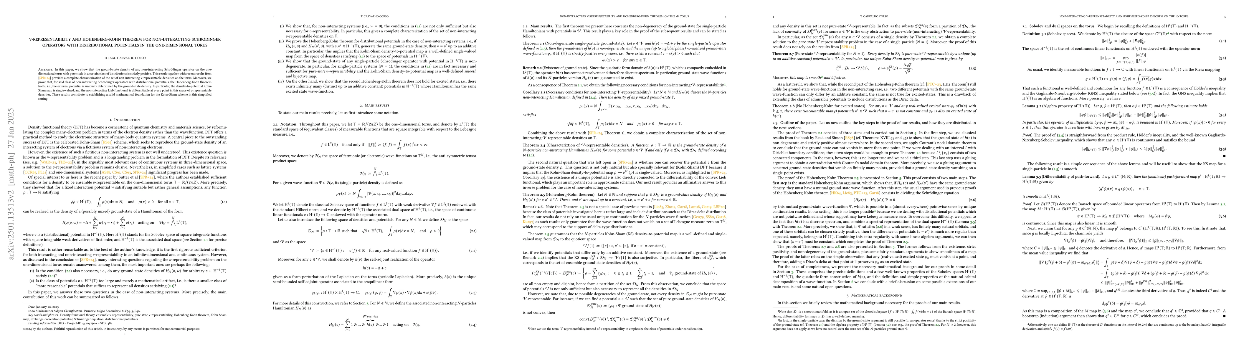 Thumbnail for v-representability and Hohenberg-Kohn theorem for non-interacting
  Schrödinger operators with distributional potentials in the one-dimensional
  torus