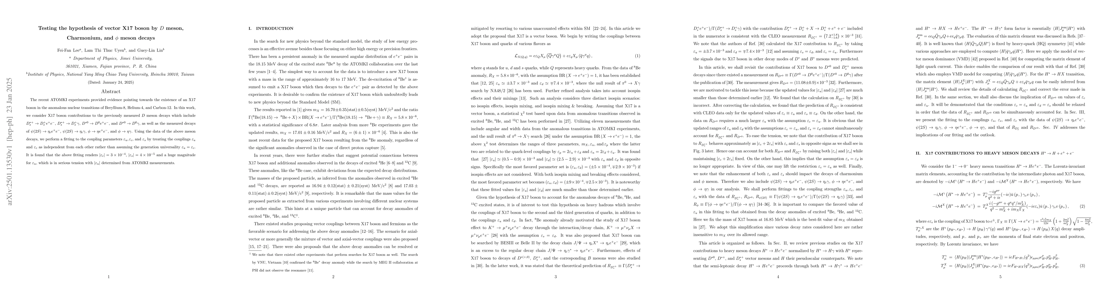 Thumbnail for Testing the hypothesis of vector X17 boson by D meson, Charmonium, and
  $φ$ meson decays