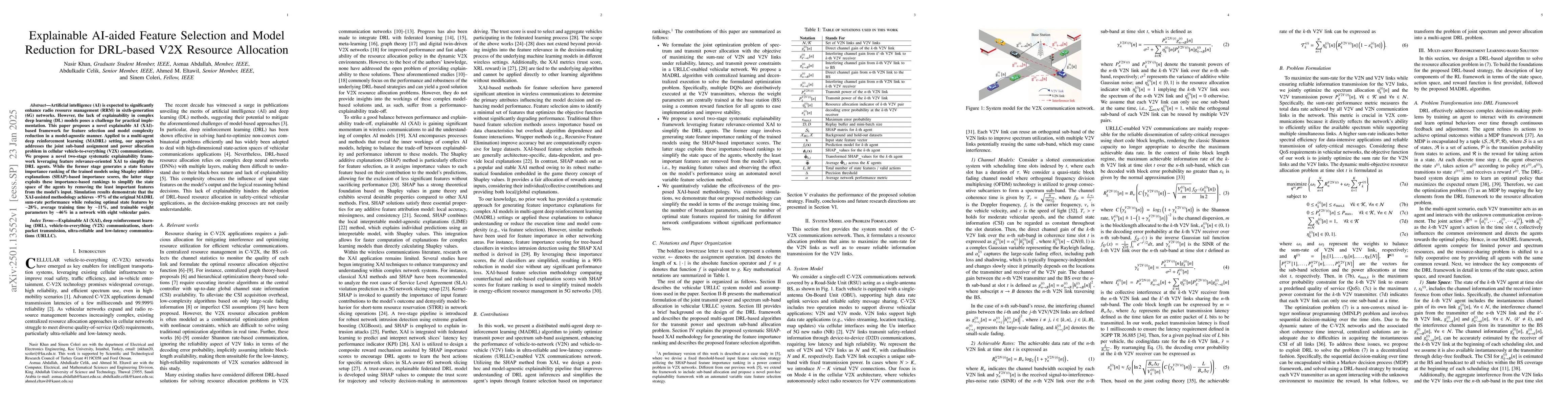 Thumbnail for Explainable AI-aided Feature Selection and Model Reduction for DRL-based
  V2X Resource Allocation