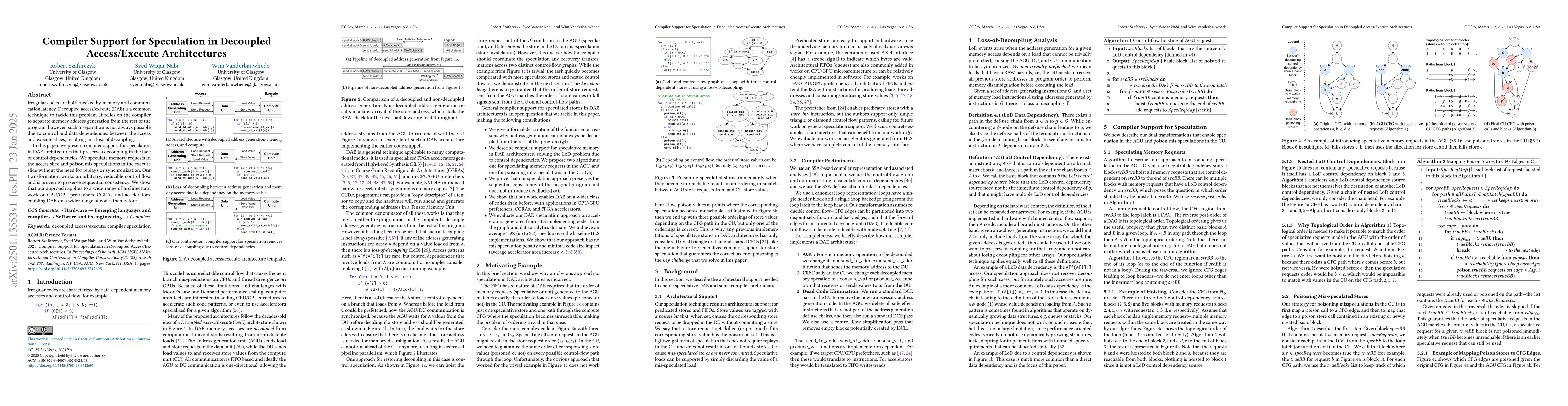 Thumbnail for Compiler Support for Speculation in Decoupled Access/Execute
  Architectures