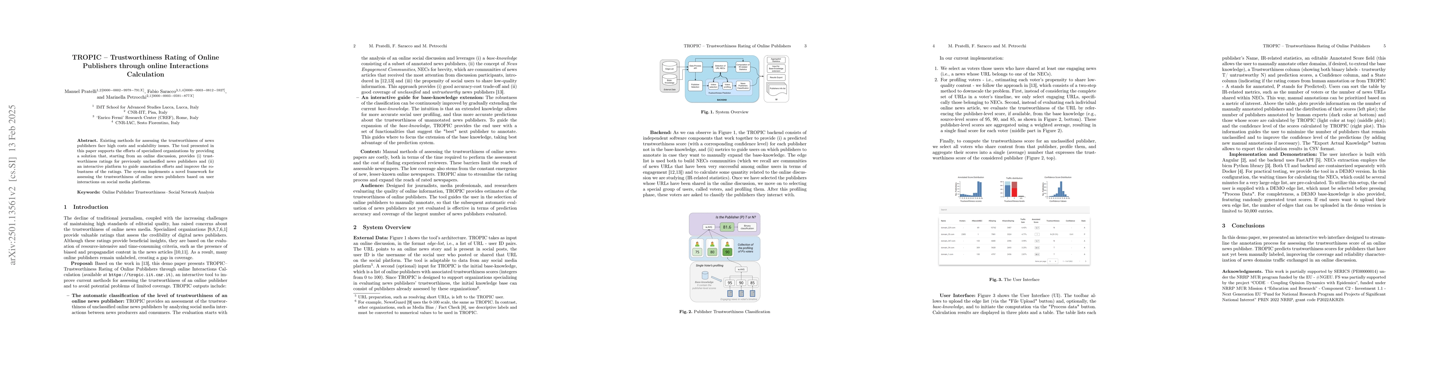 Thumbnail for TROPIC -- Trustworthiness Rating of Online Publishers through online
  Interactions Calculation