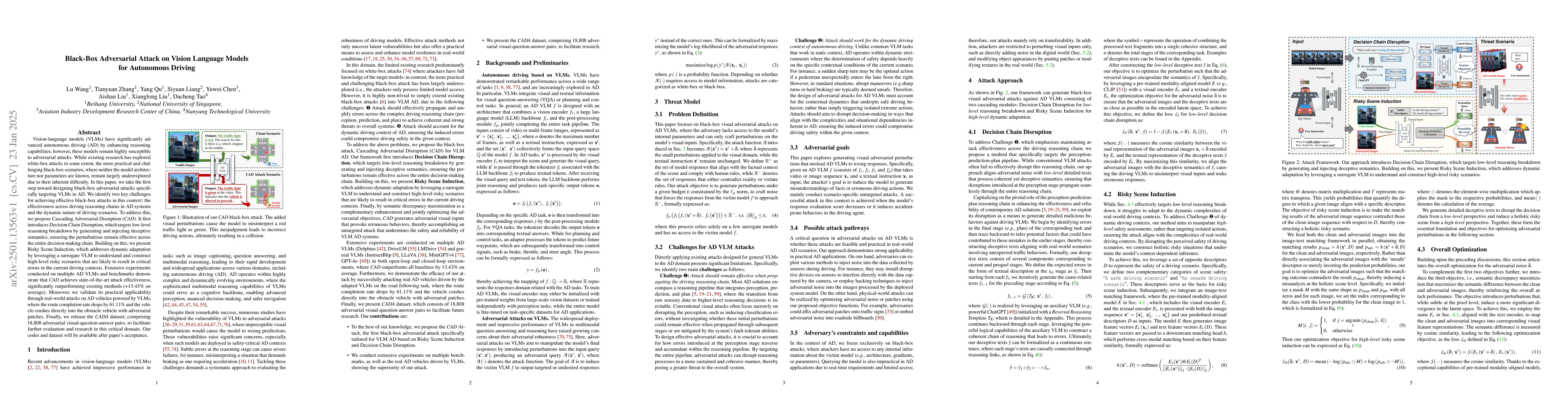 Thumbnail for Black-Box Adversarial Attack on Vision Language Models for Autonomous
  Driving