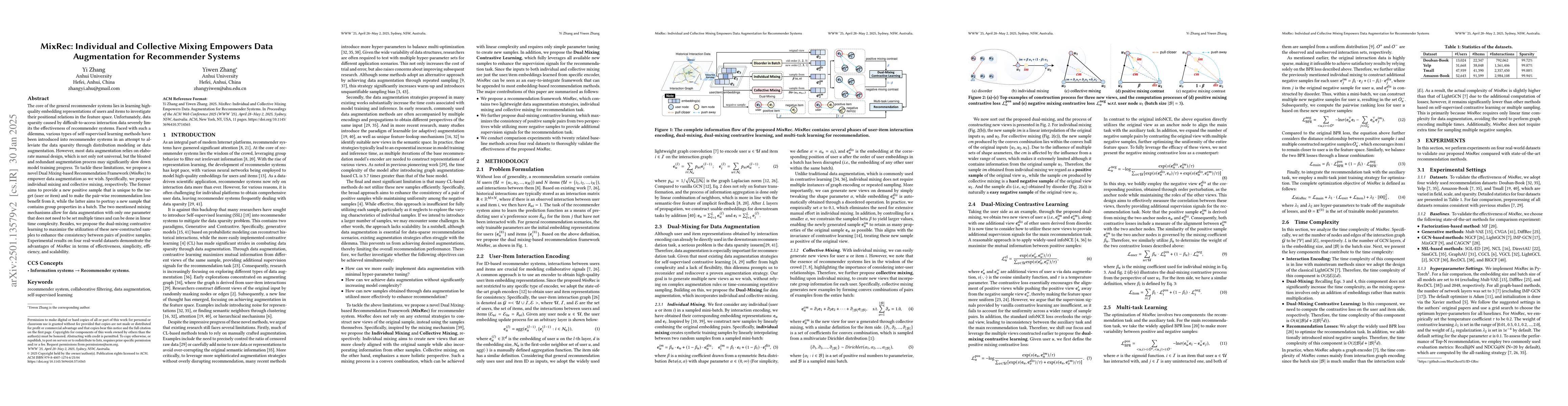 Thumbnail for MixRec: Individual and Collective Mixing Empowers Data Augmentation for
  Recommender Systems