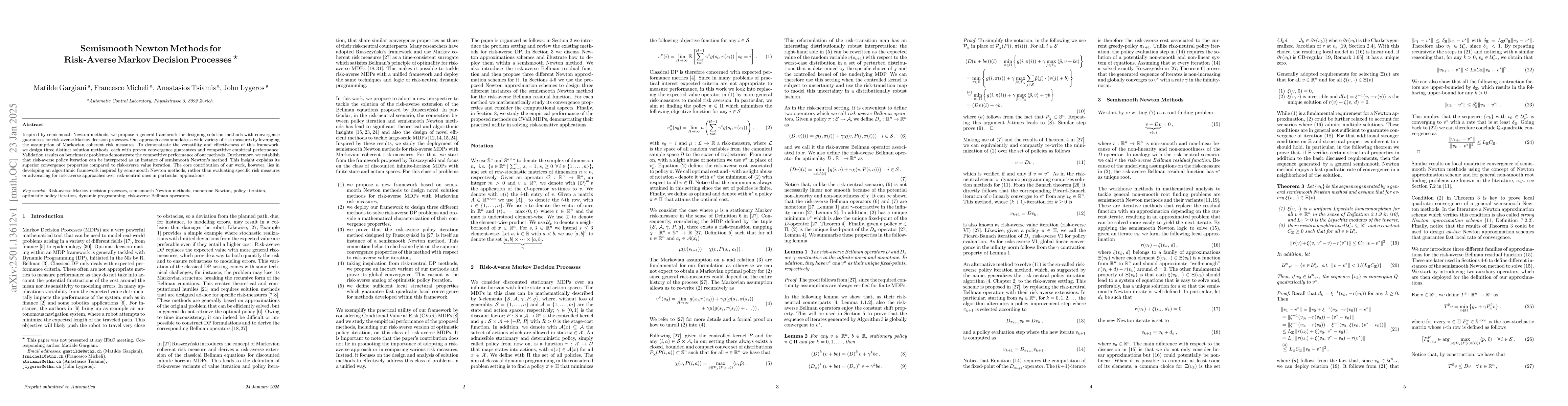 Thumbnail for Semismooth Newton Methods for Risk-Averse Markov Decision Processes