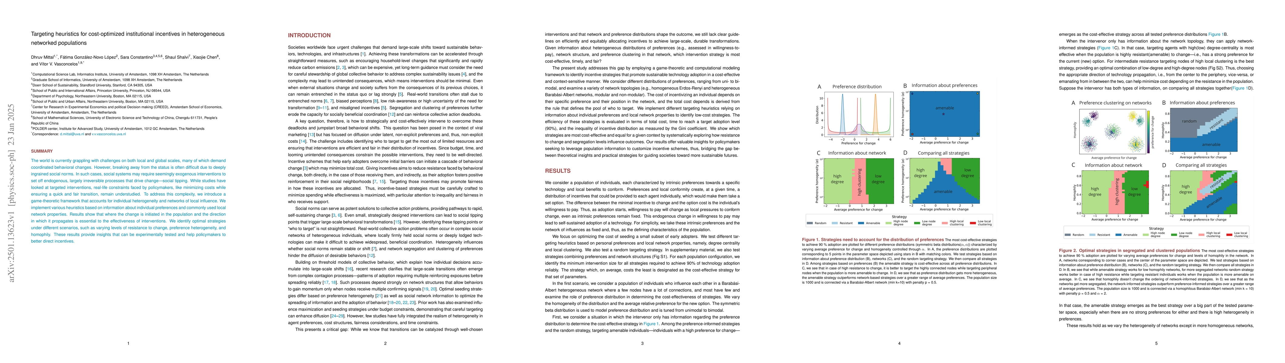 Thumbnail for Targeting heuristics for cost-optimized institutional incentives in
  heterogeneous networked populations