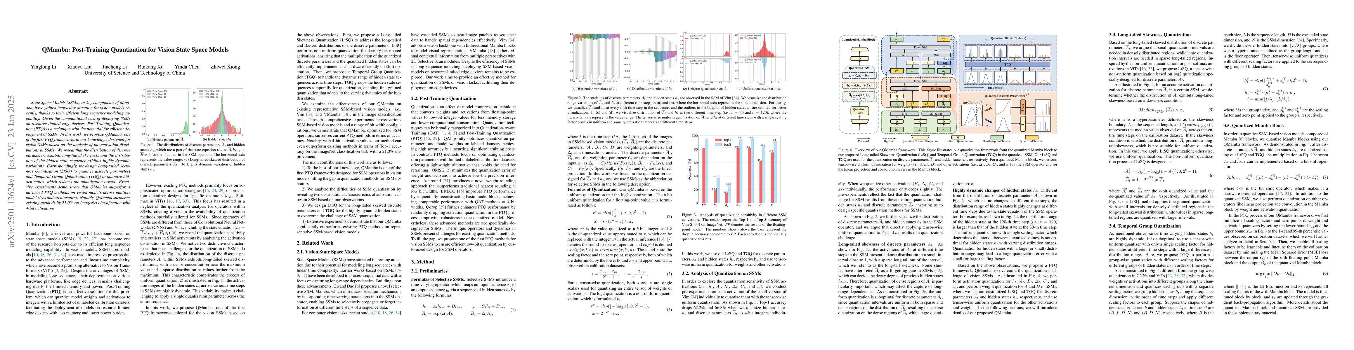 Thumbnail for QMamba: Post-Training Quantization for Vision State Space Models