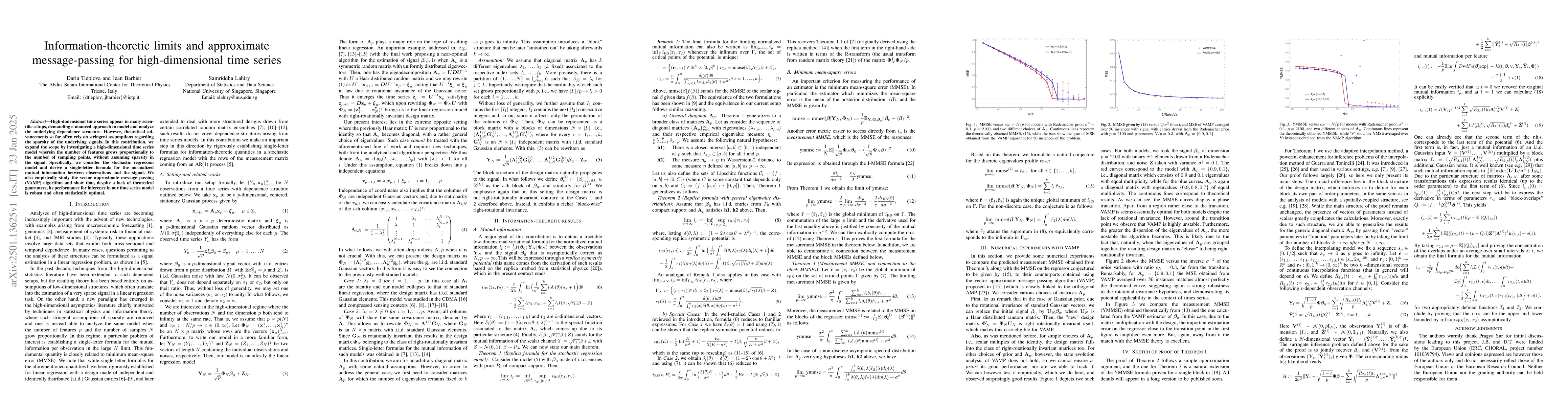 Thumbnail for Information-theoretic limits and approximate message-passing for
  high-dimensional time series