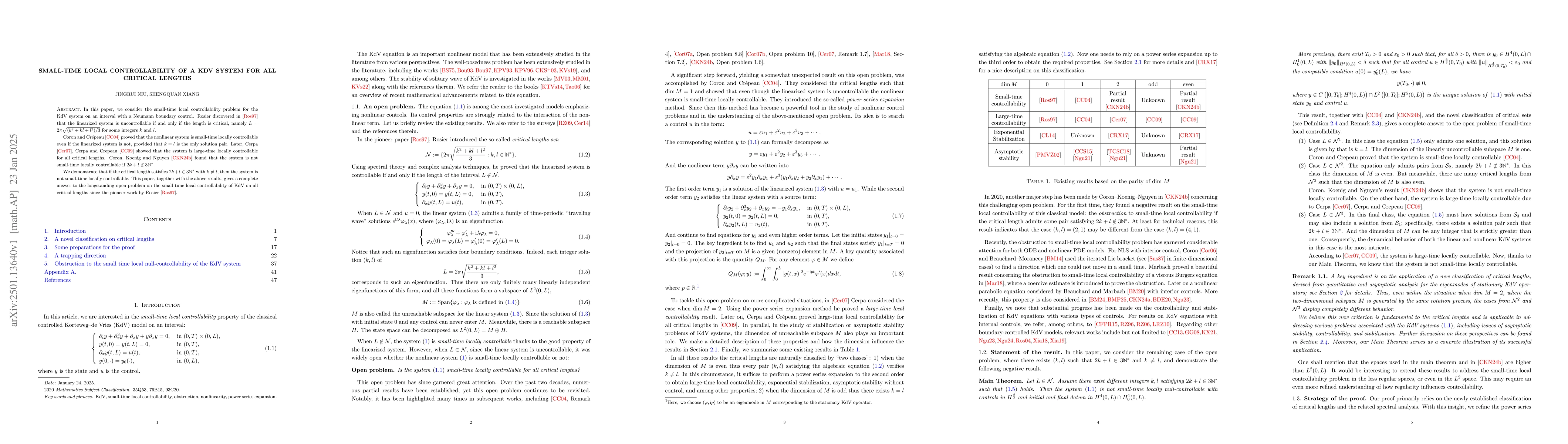 Thumbnail for Small-time local controllability of a KdV system for all critical
  lengths