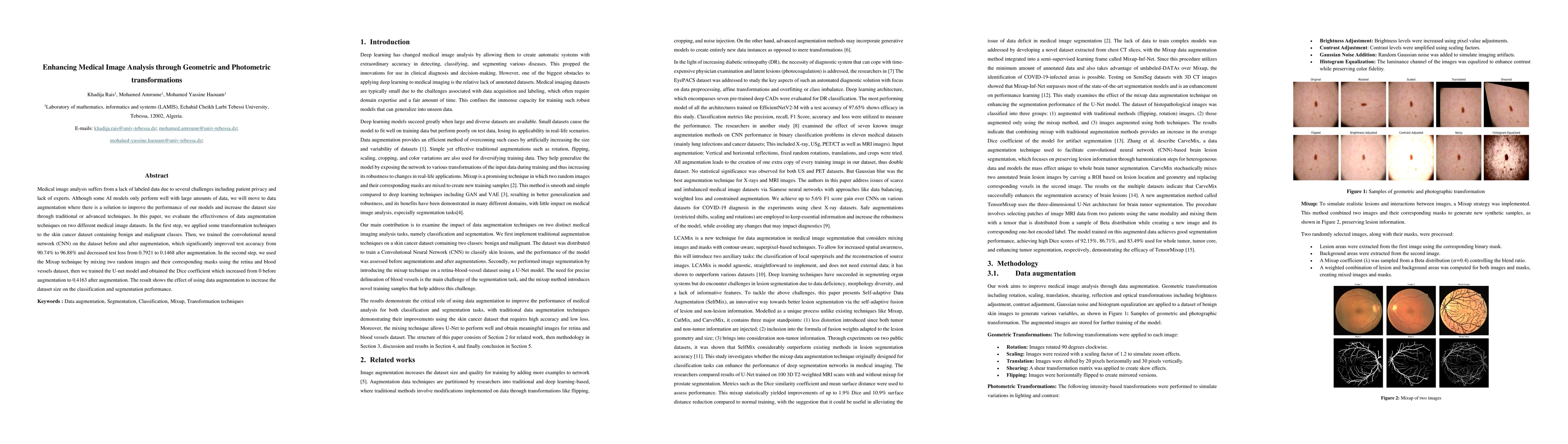 Thumbnail for Enhancing Medical Image Analysis through Geometric and Photometric
  transformations