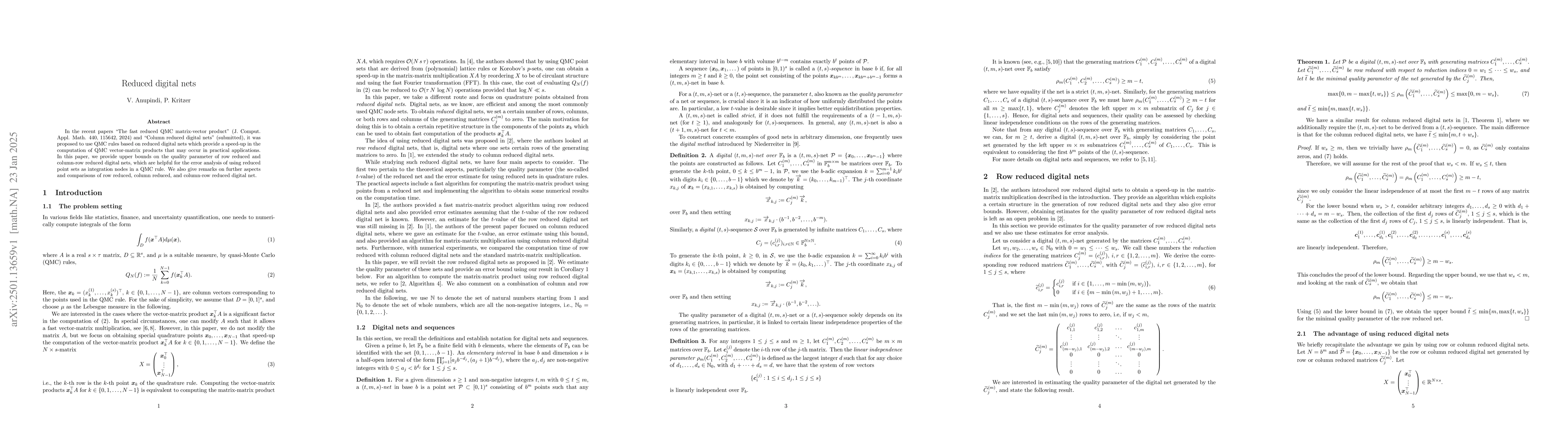 Thumbnail for Reduced digital nets