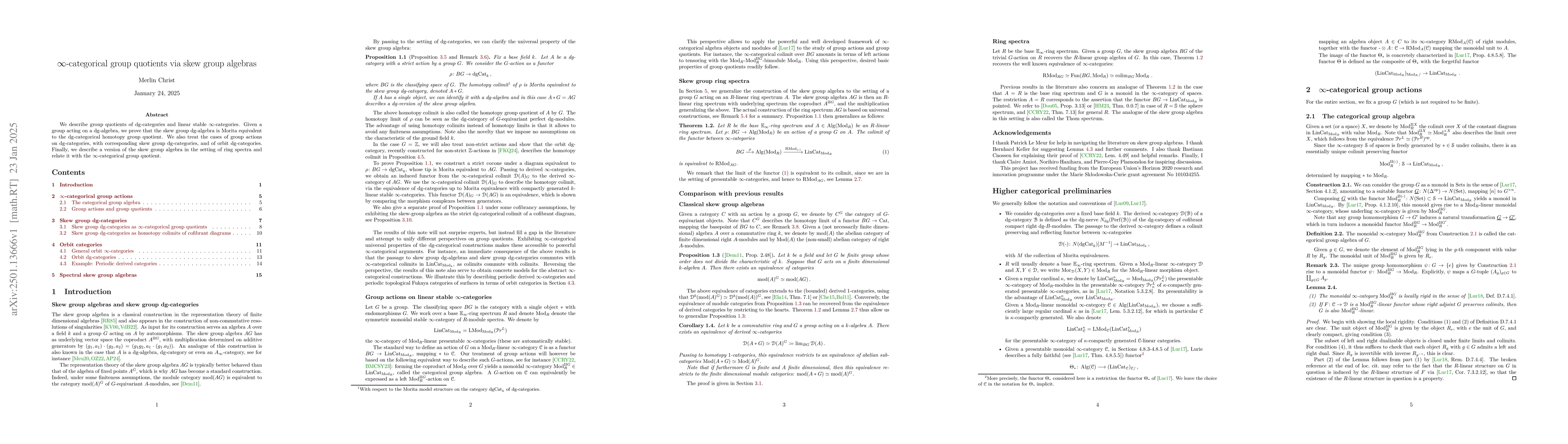Thumbnail for $\infty$-categorical group quotients via skew group algebras