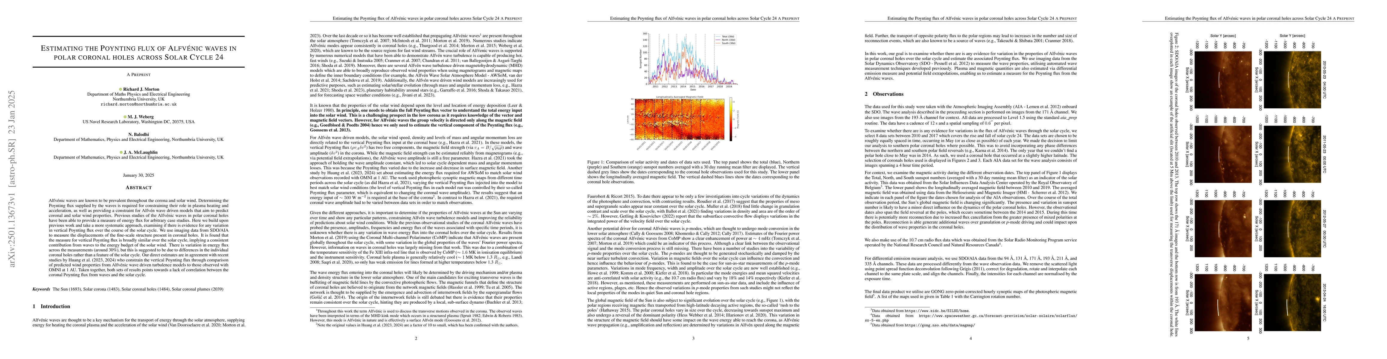 Thumbnail for Estimating the Poynting flux of Alfvénic waves in polar coronal holes
  across Solar Cycle 24