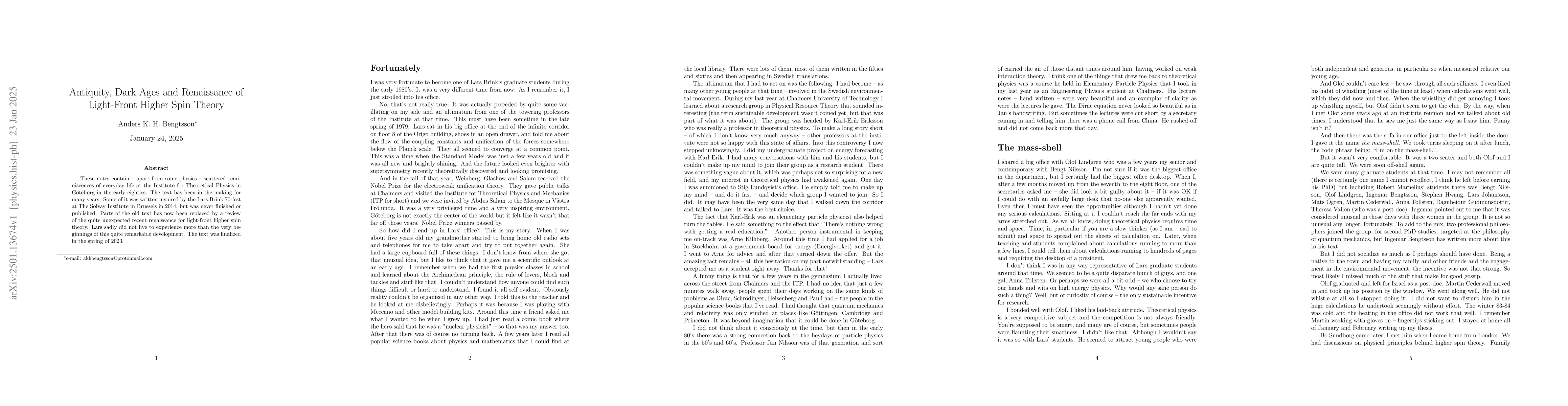Thumbnail for Antiquity, Dark Ages and Renaissance of Light-Front Higher Spin Theory
