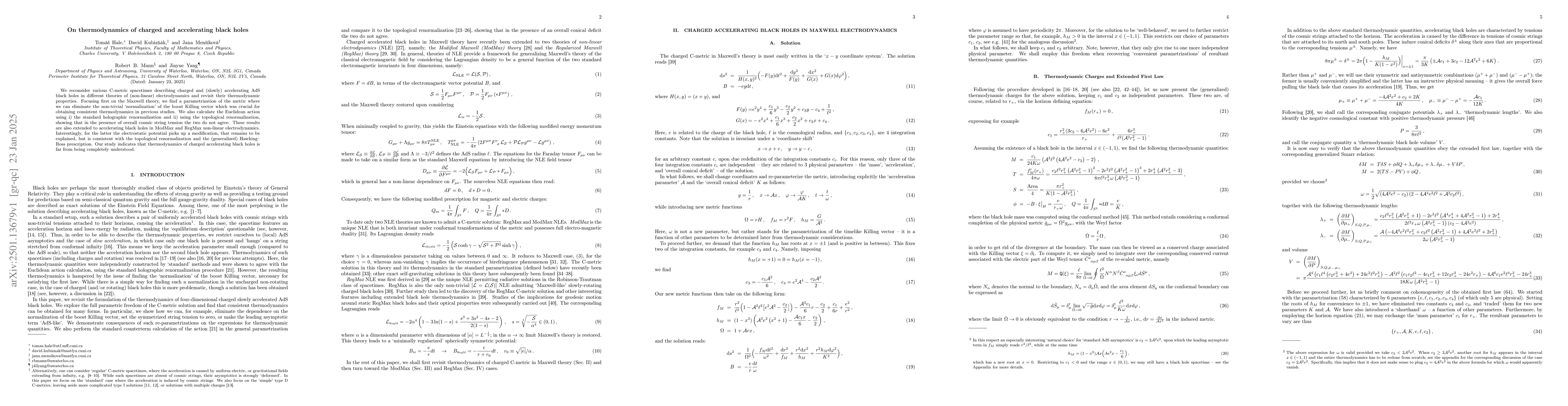 Thumbnail for On thermodynamics of charged and accelerating black holes