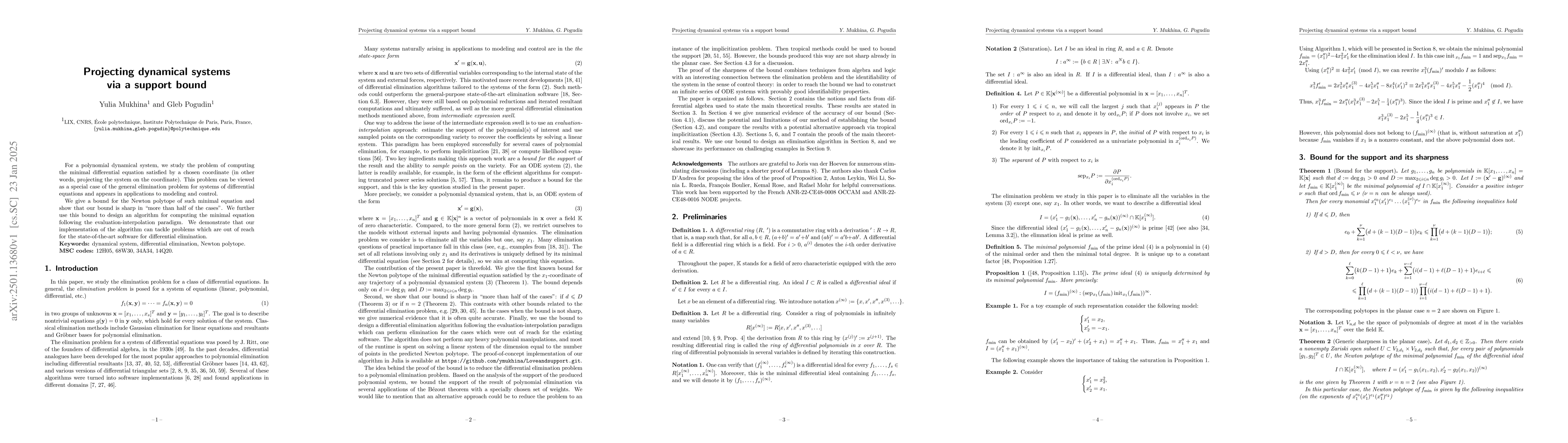 Thumbnail for Projecting dynamical systems via a support bound