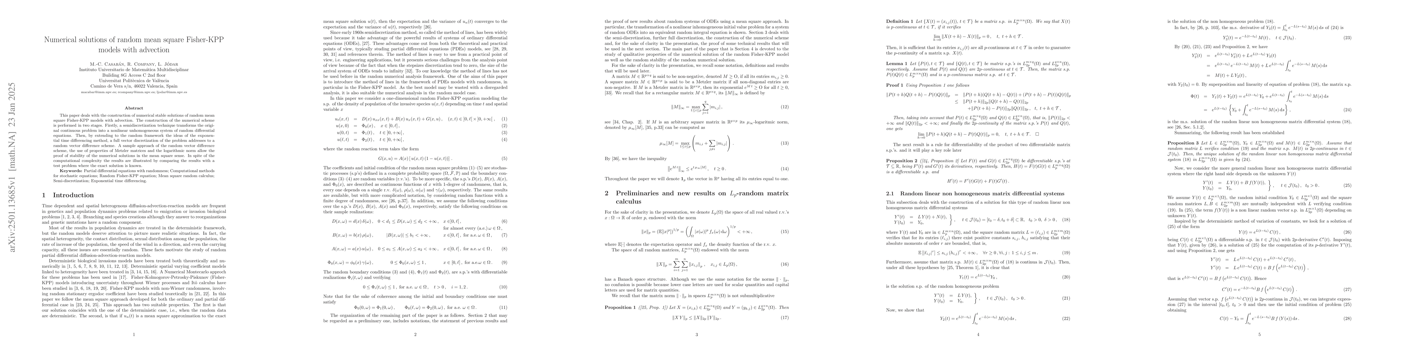 Thumbnail for Numerical solutions of random mean square Fisher-KPP models with
  advection