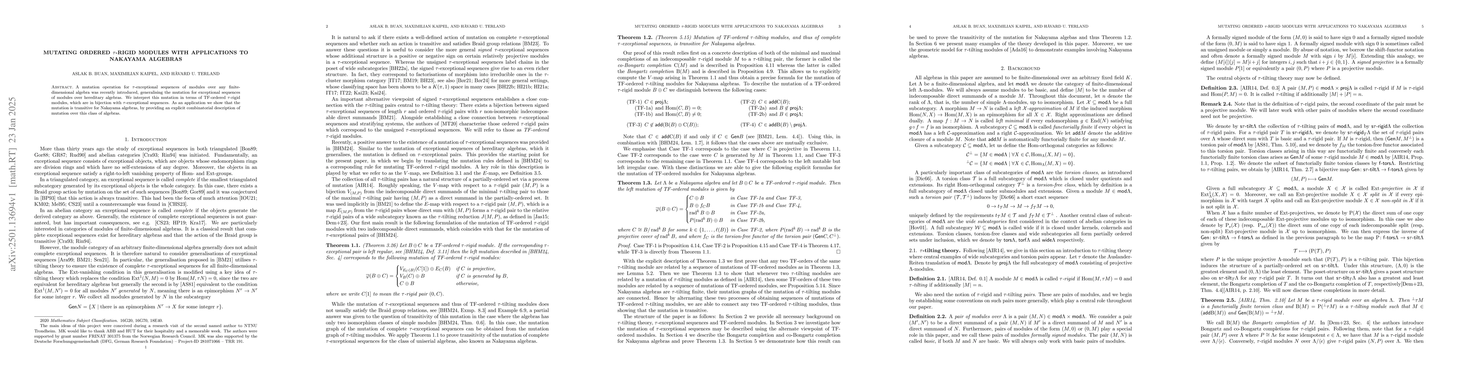 Thumbnail for Mutating ordered $Ď„$-rigid modules with applications to Nakayama
  algebras