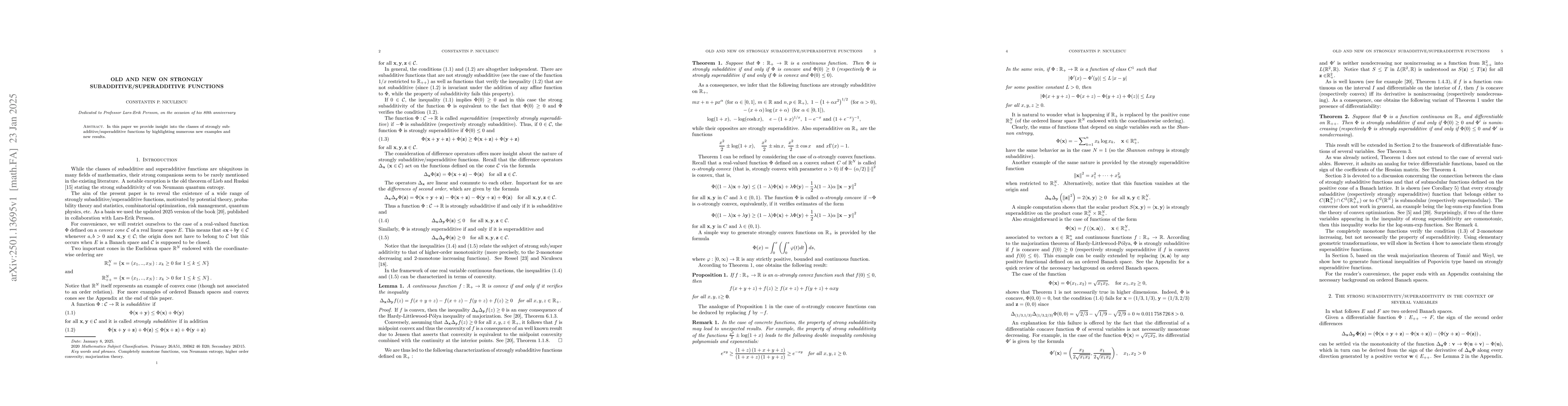 Thumbnail for Old and New on Strongly Subadditive/Superadditive Functions