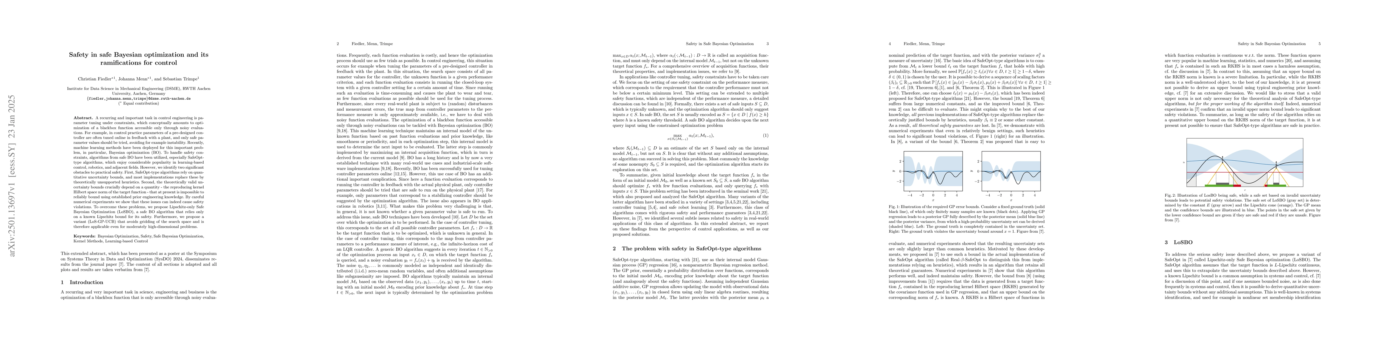 Thumbnail for Safety in safe Bayesian optimization and its ramifications for control