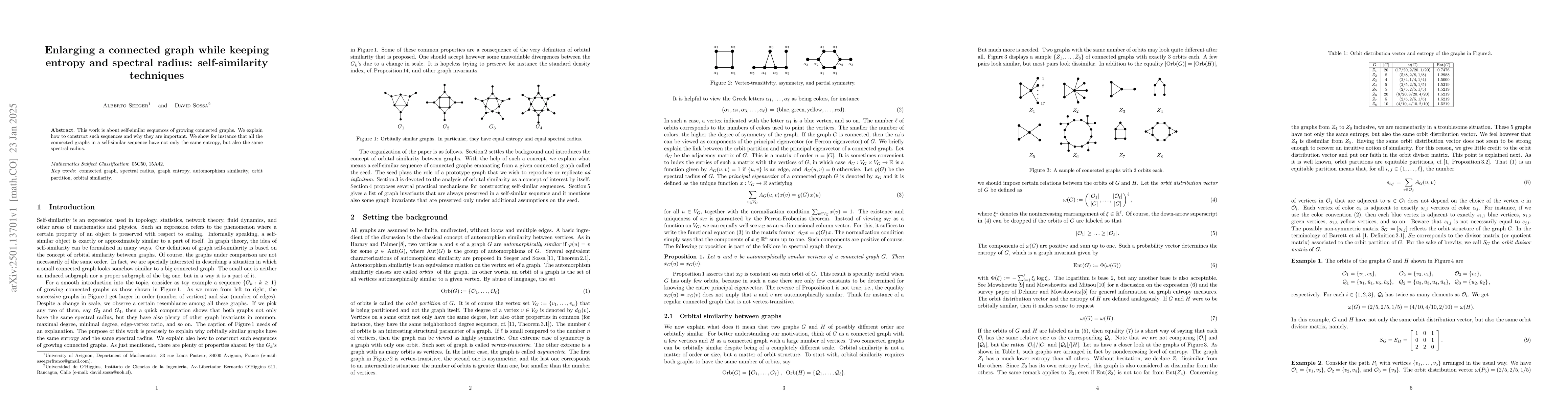 Thumbnail for Enlarging a connected graph while keeping entropy and spectral radius:
  self-similarity techniques