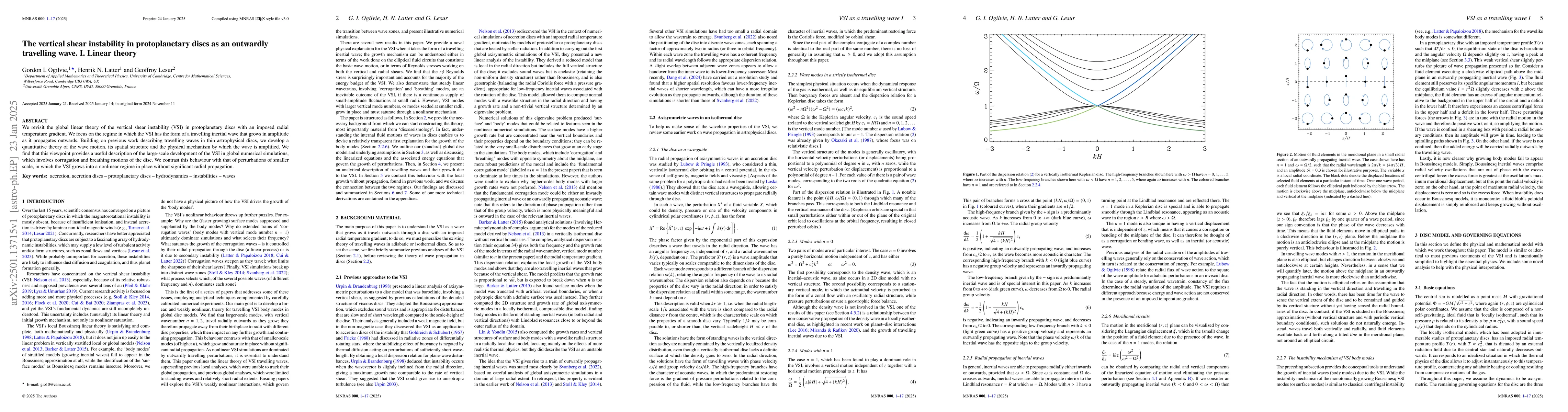 Thumbnail for The vertical shear instability in protoplanetary discs as an outwardly
  travelling wave. I. Linear theory