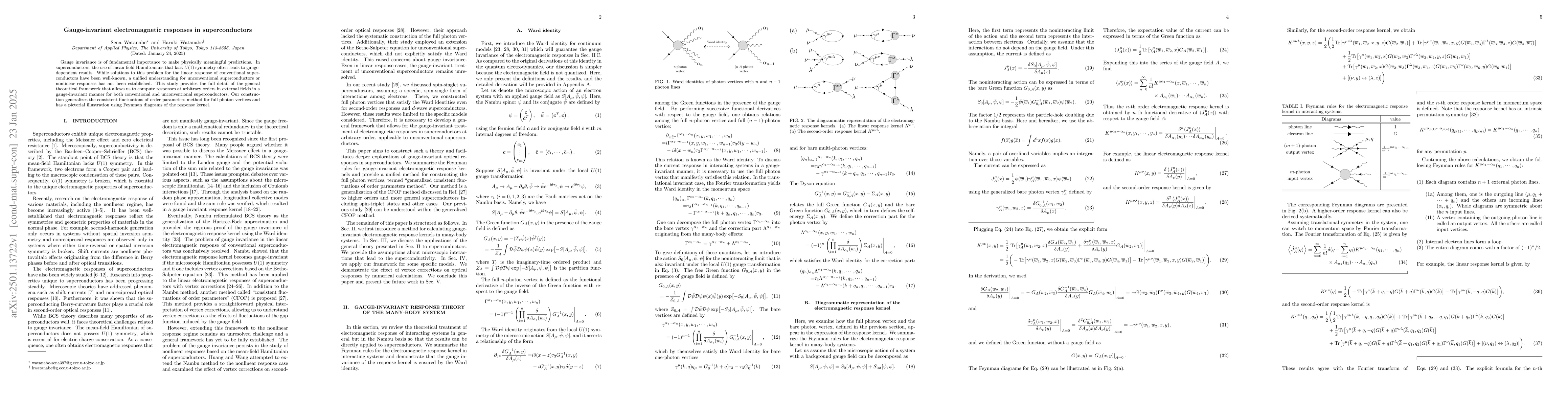 Thumbnail for Gauge-invariant electromagnetic responses in superconductors