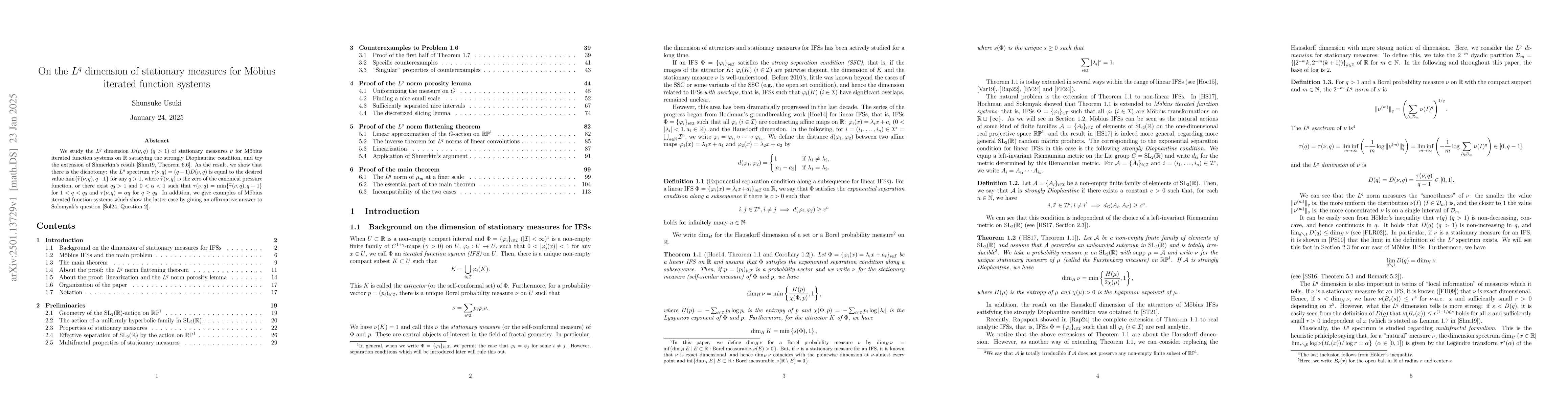 Thumbnail for On the $L^q$ dimension of stationary measures for Möbius iterated
  function systems