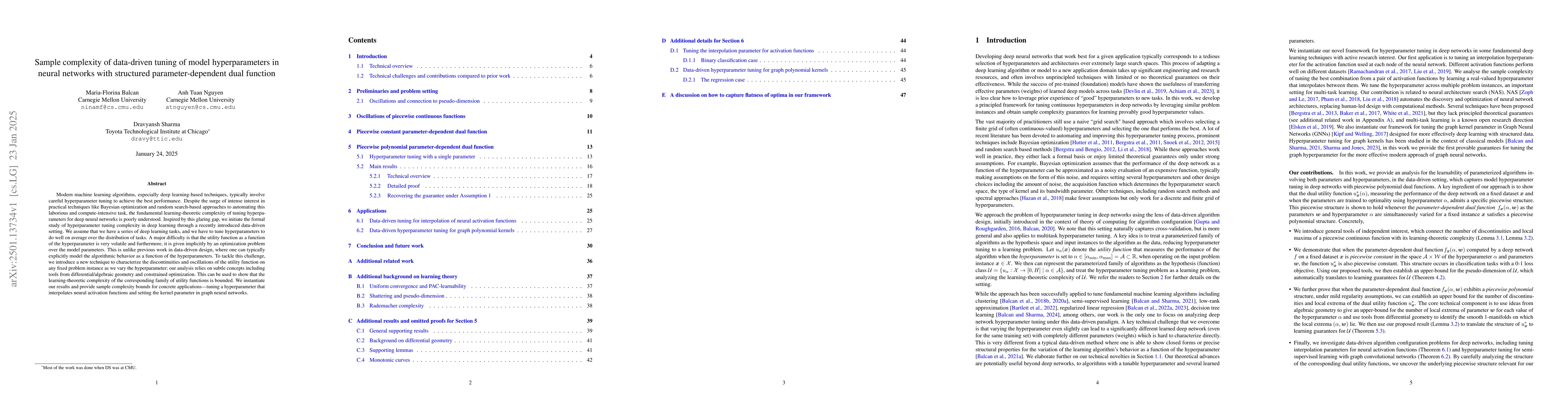 Thumbnail for Sample complexity of data-driven tuning of model hyperparameters in
  neural networks with structured parameter-dependent dual function