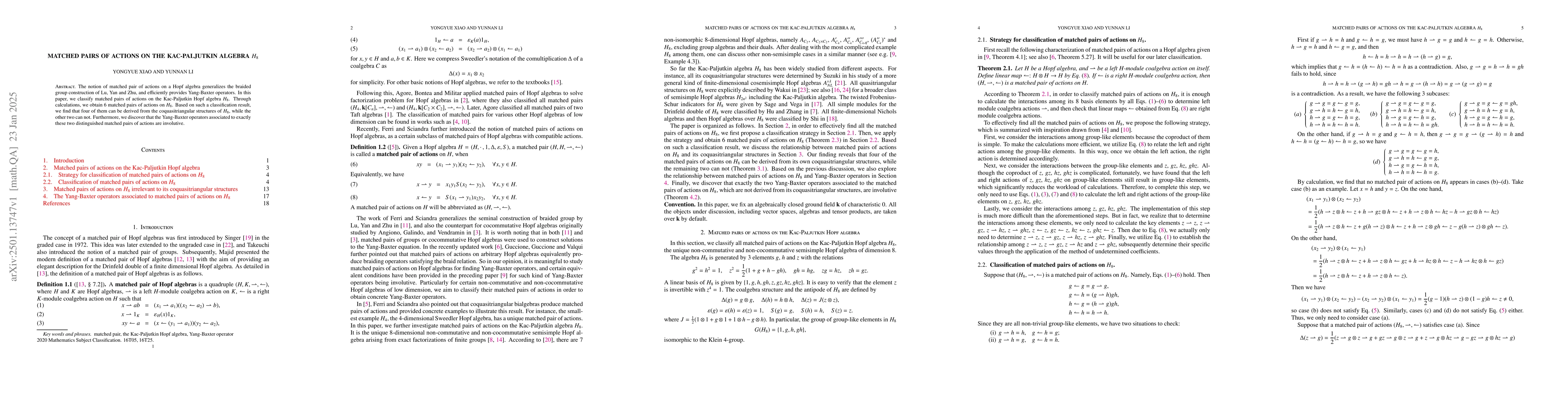 Thumbnail for Matched pairs of actions on the Kac-Paljutkin algebra $H_8$