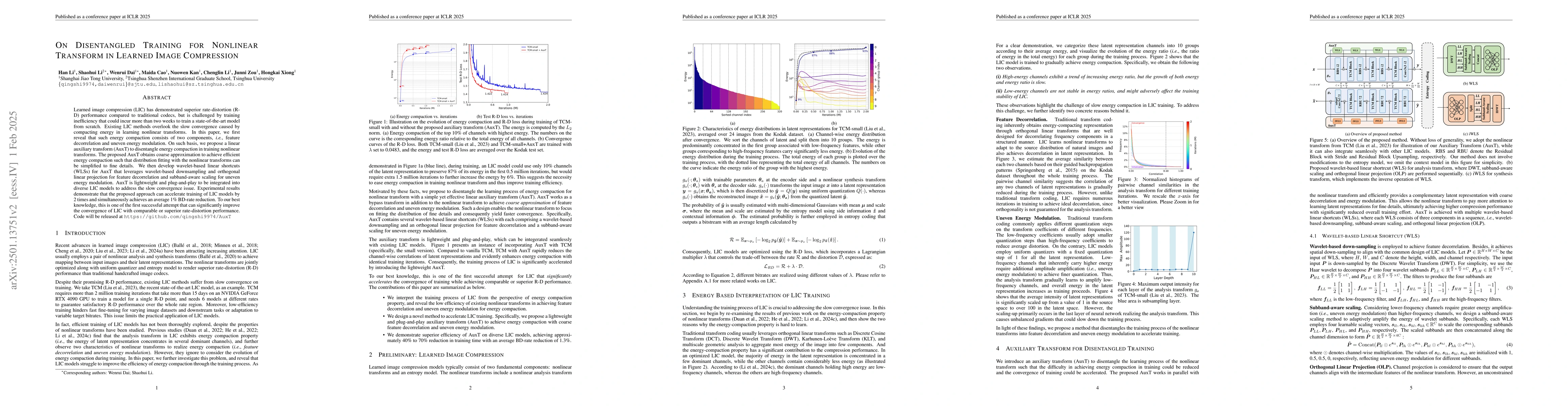 Thumbnail for On Disentangled Training for Nonlinear Transform in Learned Image
  Compression