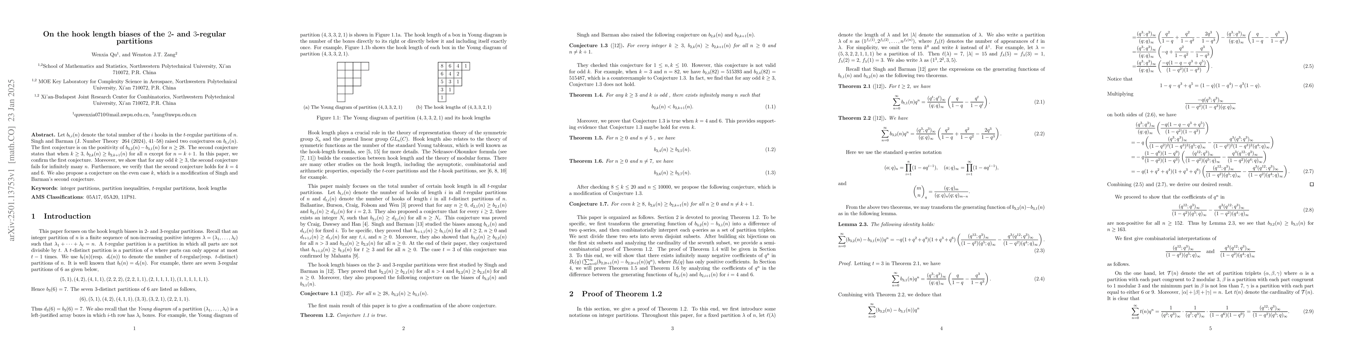Thumbnail for On the hook length biases of the $2$- and $3$-regular partitions