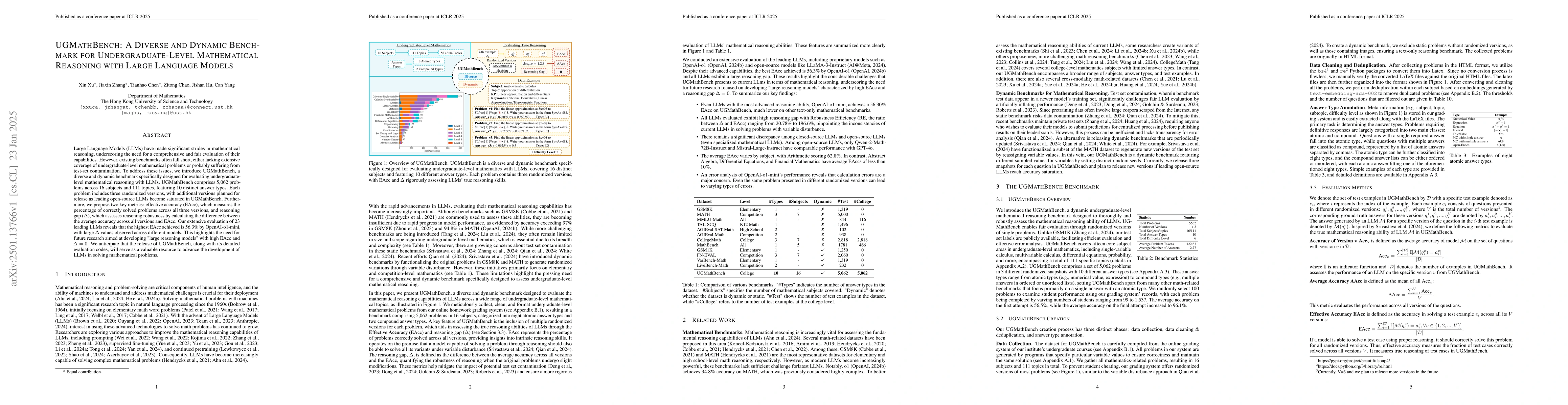Thumbnail for UGMathBench: A Diverse and Dynamic Benchmark for Undergraduate-Level
  Mathematical Reasoning with Large Language Models