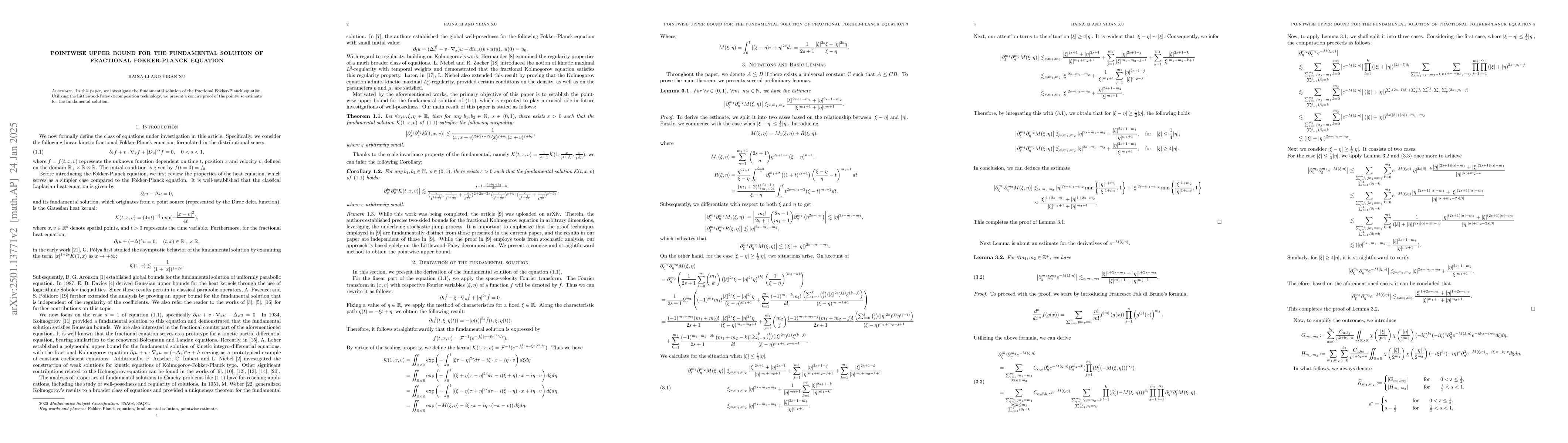Thumbnail for Pointwise upper bound for the fundamental solution of fractional
  Fokker-Planck equation
