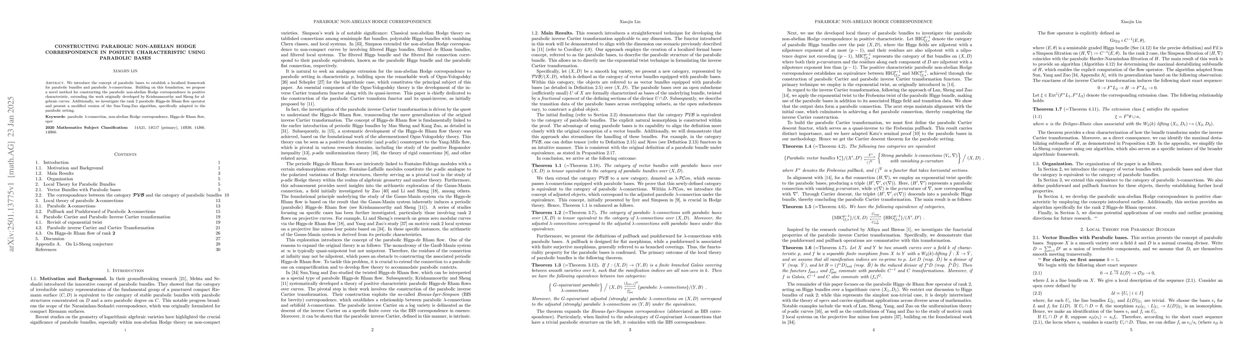 Thumbnail for Constructing Parabolic Non-Abelian Hodge Correspondence in Positive
  Characteristic Using Parabolic Bases